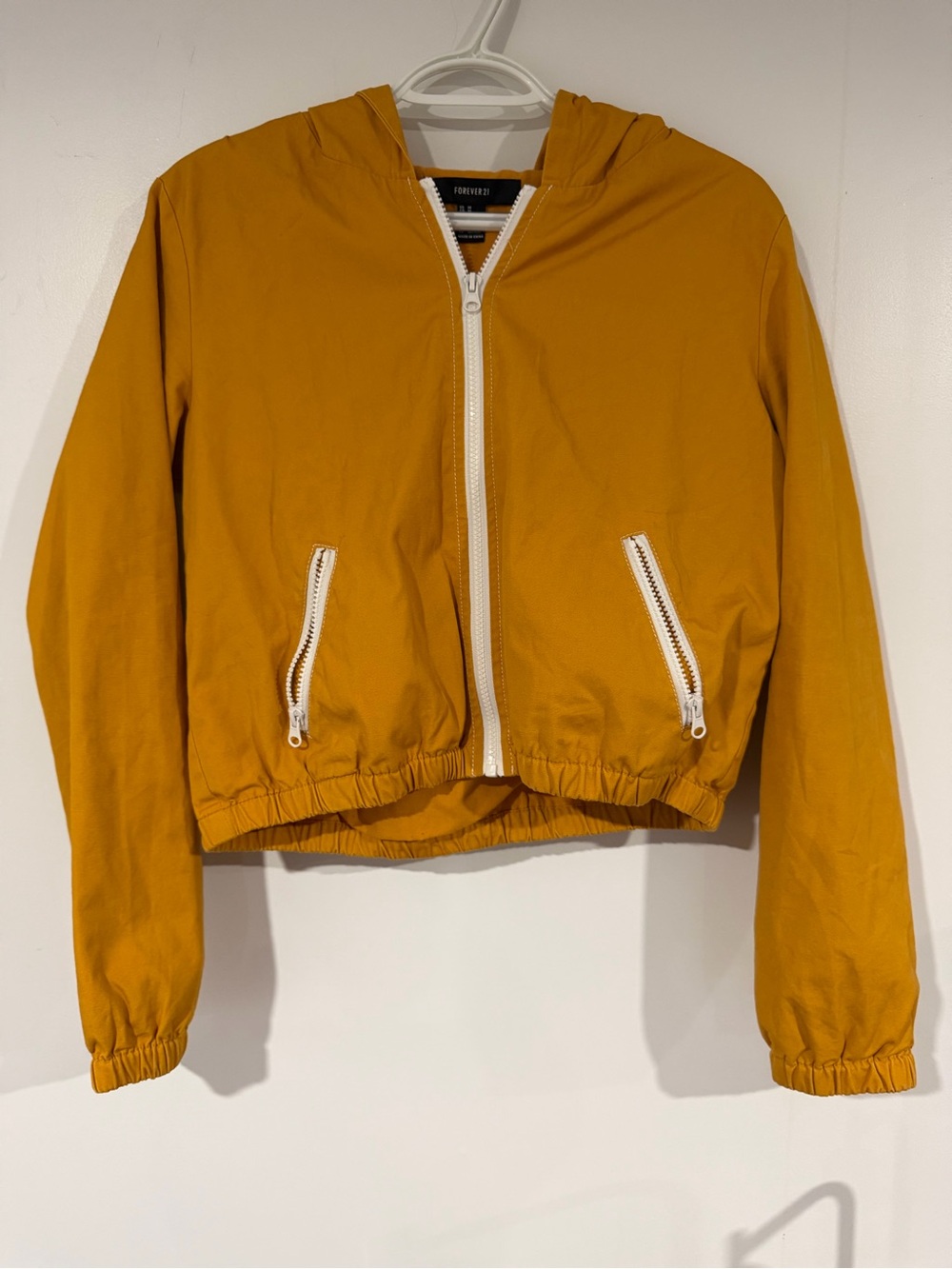 Forever 21 Mustard Yellow Hooded Zip Jacket
